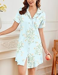 Ekouaer Nightgowns for Women Button Down Sleepshirt