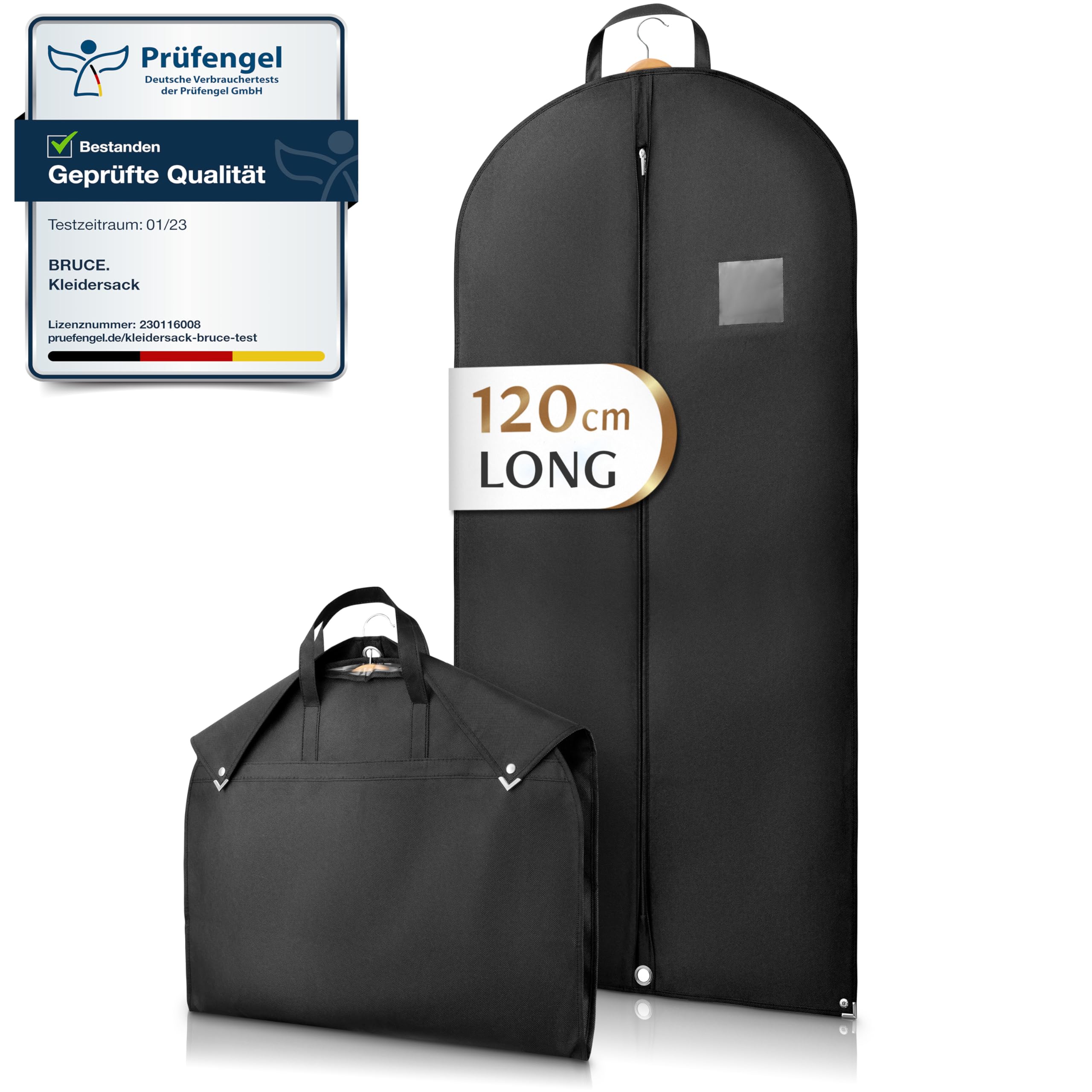 Bruce.® Premium Garment Bags 120x60cm, Breathable Clothes Covers for Coats, Jackets, Dresses & Suits, Durable Travel Suit Carrier Bag, Moth-Proof Suit Protector for Wardrobe Storage