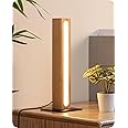 EDISHINE LED Wood Table Lamp, 3-Color Temperature Minimalist Bedside Lamp, Stepless Dimmable & Memory Function, Touch Switch, Square Nightstand Lamp for Bedroom, Living Room, One-Step Installation