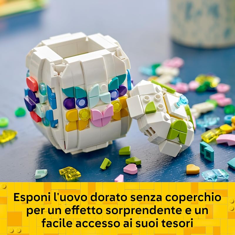 Uovo di Pasqua Decorativo - Decorazione Pasquale Giocattolo con Elementi Colorati come Cuori Dorati e Pietre Preziose - Regalo Creativo di Arti e Mestieri per Bambine e Bambini da 9 Anni - 40816