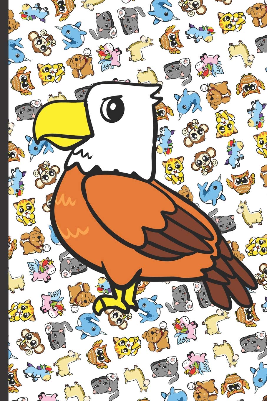 Eagle And Friends Notebook Cute Animal Party Pattern Design Of Fun And Cute Animals On Cover Lined Paper Note Book For Girls Or Boys To Draw Sketch Or Color Kids Teens