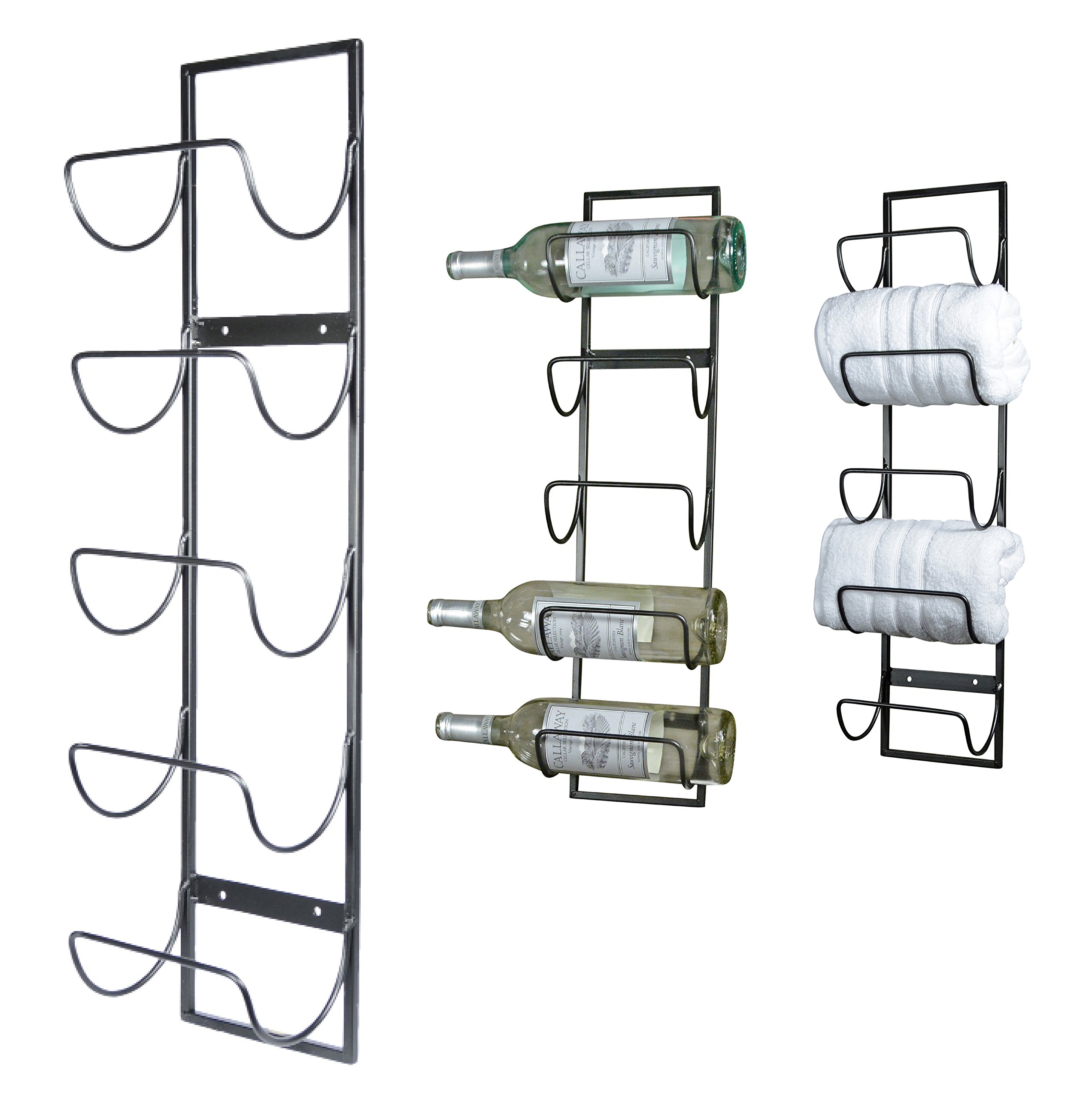 5 Bottle Wall Mounted Metal Wine Rack, Towel Rack 758647445554 eBay