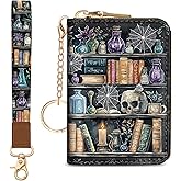 Credit Card Holder RFID Wallet, Small Card Holder Wallet for Women with Keychain Zipper, Funny Leather Print Credit Card Wallets Accordion Gift