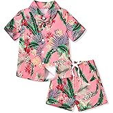 HINTINA Toddler Infant Baby Boy Shorts Set Hawaiian Outfits Short Sleeve leaf Floral Flower Shirt Summer Clothes Set Suit