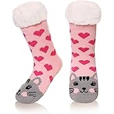 SeeyAN Kids Boys Girls Warm Slipper Socks Cute Animal Soft Thicken Winter Thermal Fleece Fuzzy Non-Skid Children Home Socks
