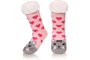 SeeyAN Kids Boys Girls Warm Slipper Socks Cute Animal Soft Thicken Winter Thermal Fleece Fuzzy Non-Skid Children Home Socks