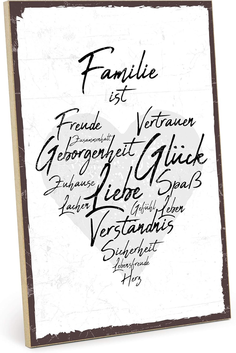 Typestoff Holzschild Mit Spruch Im Vintage Look Mit Zitat Als Geschenk Und Dekoration Zum Thema Familie Und Heimat 19 5 X 28 2 Cm Zuhause Ist Es Am Schonsten Wand Turschilder Wohnaccessoires Deko