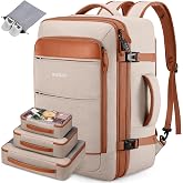 Bagsure Travel Carry On Backpack,42L Flight Approved,Expandable Backpack | Water-Resistant, Large Capacity Backpack 20x14x7", Laptop Backpack, 3 Packing Cubes &amp; 1 Shoe Pocket, Usb Port, Hidden Shoulde