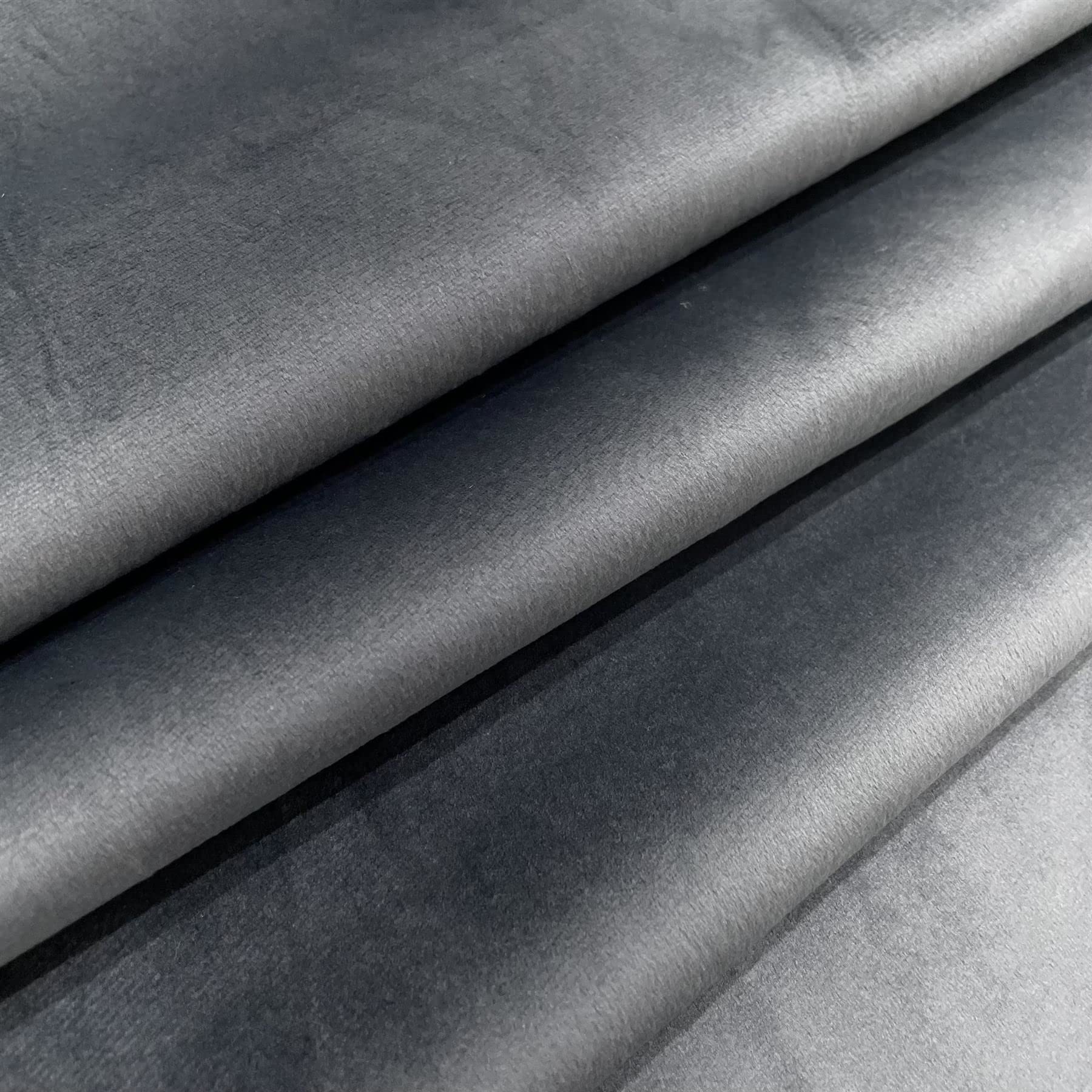 Regents Lux Soft Touch Plain Velvet Fire Retardant Plush Low Velour Cushion Sofa Upholstery Fabric Sold by The Metre - Asphalt Grey - 4 Metres