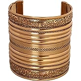 Touchstone Indian Bollywood Handcrafted Slip In Easy To Wear Stylish Wrist Enhancer Designer Broad Jewelry Cuff Bracelet For Women and Men.