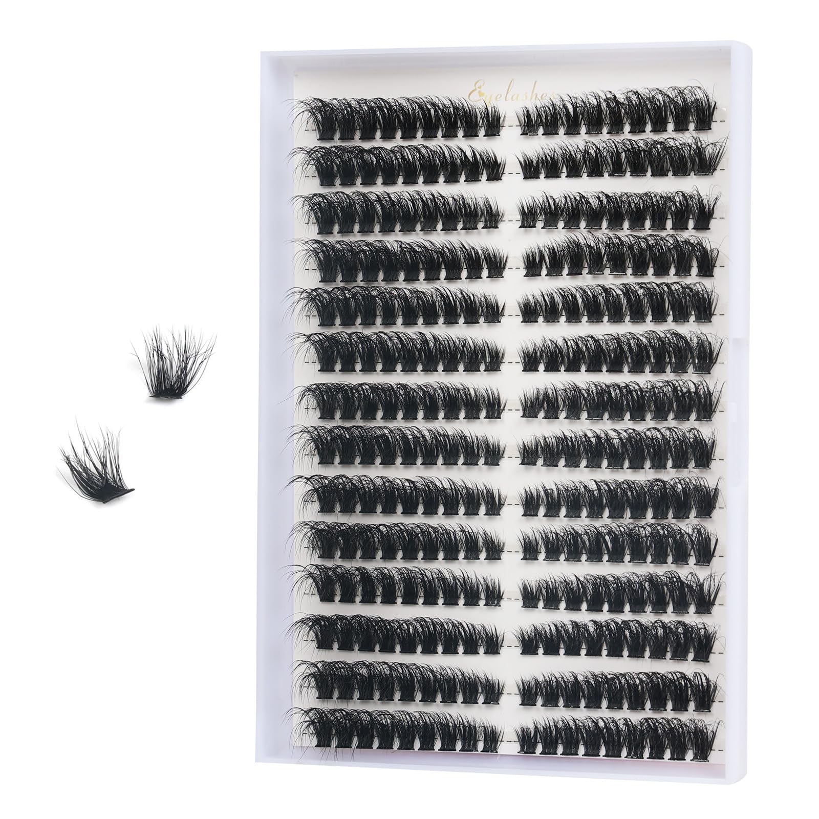 FANDIQ Fluffy Individual Cluster Eyelashes 252PCS 8-16MM Natural Cat Eye Lashes Left&Right Fox Eye Lashes Clusters for Beginners(80D) — image 1