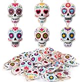 24 Pcs Mini Sugar Skull Ornaments Bulk Felt Dia De Los Muertos Decorations | Day of The Dead Hanging Dog Skulls for Small Tree, Mexcian Skeleton Decor, Día De Los Muertos Altar Fiesta Party Supplies