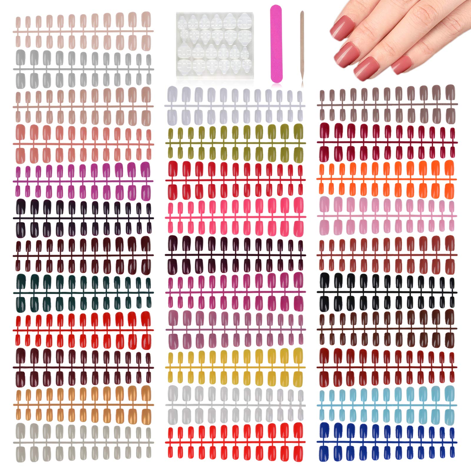 Photo 1 of 769PCS Assorted Colored Fake Nails Medium Length Press on Nails, EBANKU 32 Colors Fake Nails Short Square French False Full Nail Tips Acrylic Nail for Women Girl