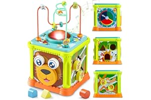 SYNCFUN Baby Toys, Toddler Learning Toys, Montessori Toys for 1 Year Old, Wooden Activity Cube with Music, Educational Toys f
