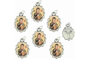 Catholica Shop Religious Wear Silver Tone Small Pendant - Devotional Medals with Assorted Images of Saints, Mary and Jesus. Favors, Keepsake, for Prayer, Faith & Daily Reflection, Pack of 6