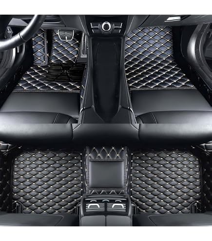 Custom Fit Car Floor Mats For Mercedes-Benz - Waterproof XPE Leather, Black With Beige Stitching, Multiple Models