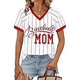 Baseball Mom Shirt Woman Sequin Baseball Game Day Shirts Baseball Season Tee Casual Short Sleeve Tops