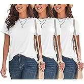 KevaMolly 3 Piece Basic T Shirts for Women 2026 UPF 50+ Short Sleeve Casual Summer Tops Solid Loose Fit Tshirt
