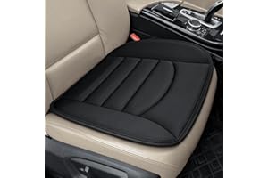 BOPUOVRE Memory Foam Car Seat Cushion with Breathable Fabric & Non-Slip Gel, Universal Fit for Car Truck Office Home 19.6x18x1.2 Black