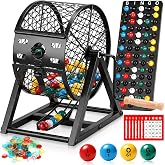 12" Large Deluxe Bingo Game Set with Cage, Board, Balls, 30 Cards and Chips | Bingo Sets for Adults, Family Games Bingo Balls with Cage for Fun Family, Large Groups, Parties