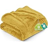 Utopia Bedding Fleece Blanket King Size Gold 300GSM Luxury Fuzzy Soft Anti-Static Microfiber Bed Blanket (90x102 Inch)