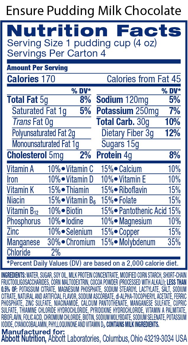Ensure Chocolate Pudding Nutrition Facts Besto Blog