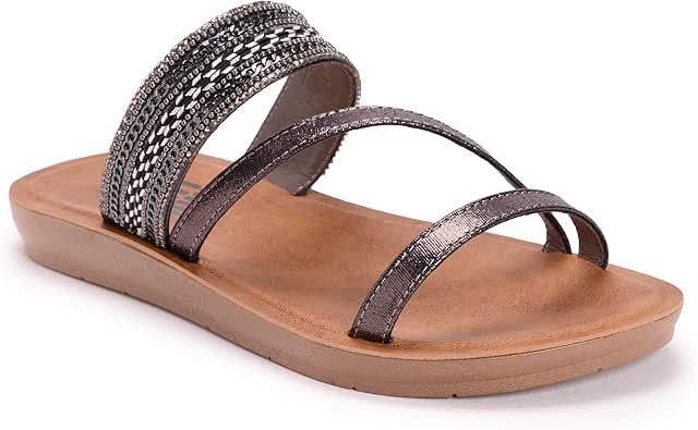Amazon.com | MUK LUKS Women's Slip on Style Sandal | Heeled Sandals