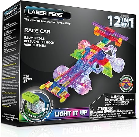 Amazon サイエンストイ 科学 おもちゃ 英語 教材 レーザーペグ 光る ブロック 12種類の インディ カー 組み立て キット 並行輸入品 ブロック おもちゃ