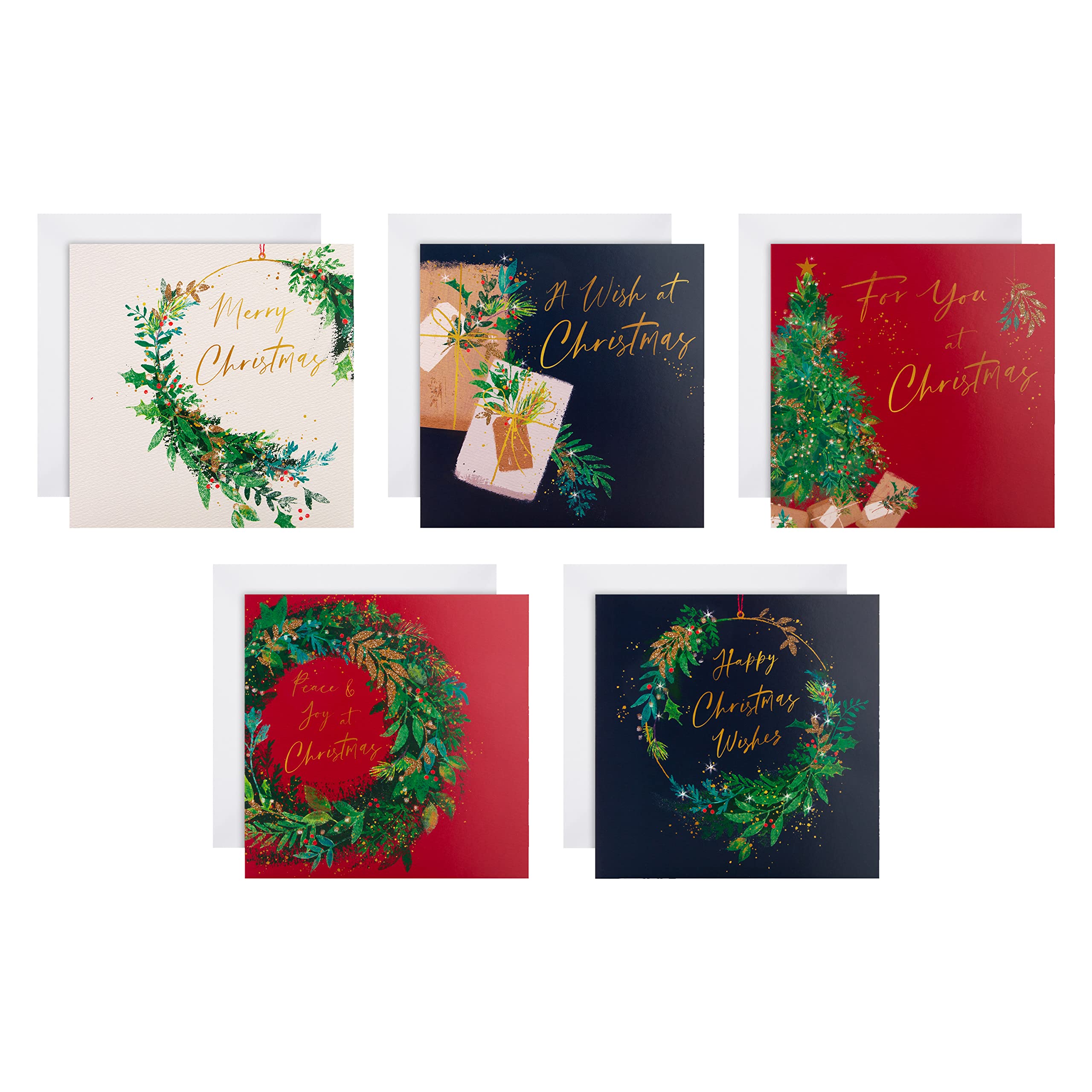 Hallmark Charity Christmas Cards, Boxed Cards, Pack of 30, 5 Festive Wreath Designs