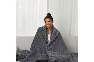 LADUNG Electric Heated Blanket 50'' × 60'' Machine Washable Soft Polyester & Cotton Velvet, Throw Size, 3 Hours Auto Off & 5 Fast Heating Levels, Printed Reversible Material Thickening Warm, Grey