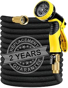 Expandable Garden Hose, 50FT Leakproof Flexible Water Hose with 9 Function Nozzle, Super Durable Fabric & 12-layers Latex Core Solid Brass Fittings Expanding Watering Hoses Gardening Yard Hose Pipe
