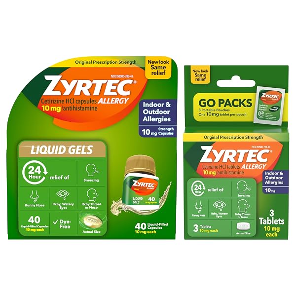 ZYRTEC 24 HOUR ALLERGY RELIEF LIQUID GELS, CETIRIZINE...