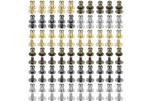 uxcell 4mm Ball Head Stud Rivets Screw Back, 60Pack Round Head Button Nipple Rivet for DIY Leather Craft Handbag Belt, 4 Colo