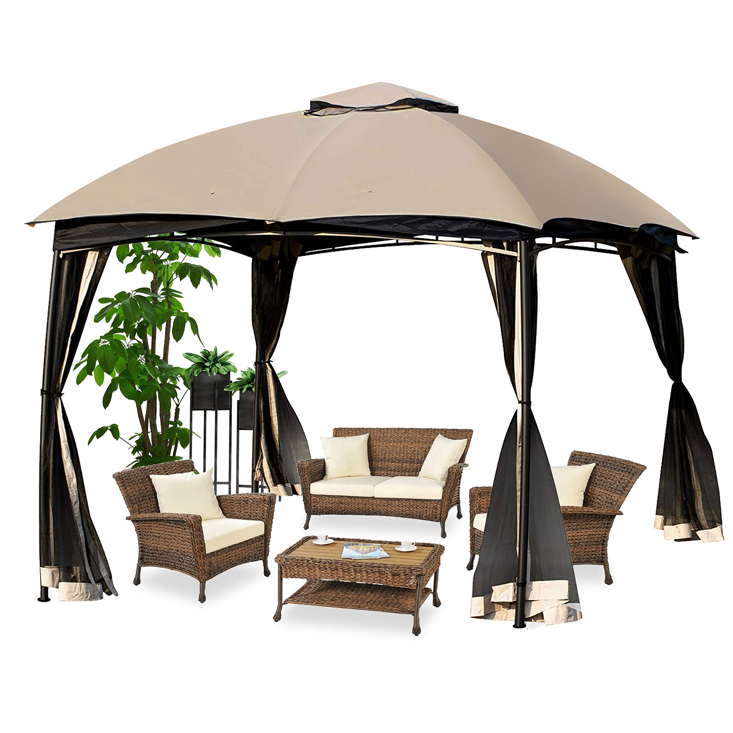 Buy DikaSun 10'X10' Gazebos for Patios Dual Roof Gazebo and Mosquito