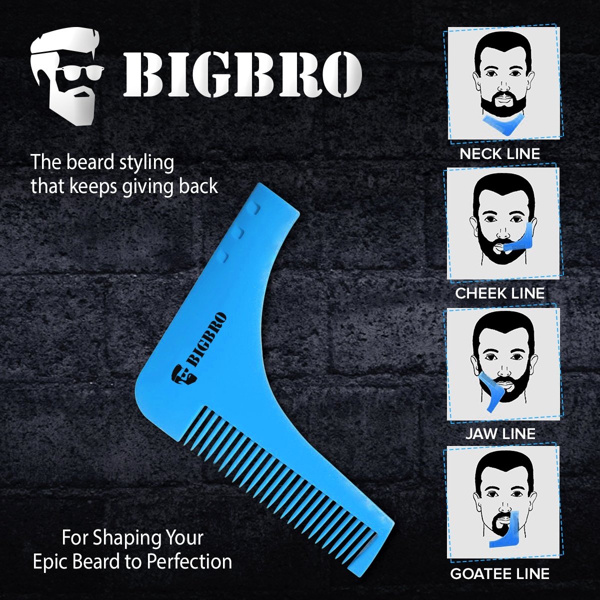 Beard Shaping Template Comb Bigbro For Men Perfect Symmetric Lines For Mustache Goatee Side Burns Neck Use With A Trimmer Or Razor To Style Facial Hair For Line Up Pricepulse