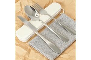 3-Piece Travel Utensil Set with Carry Case, Portable Stainless Steel Chopsticks Fork Spoon, Reusable Cutlery for Office, Camp