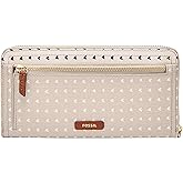 Fossil Women's Logan Leather RFID-Blocking Zip Around Clutch Wallet with Wristlet Strap for Women