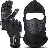 Frienda Winter Balaclava Face Mask Ski Gloves Full Mask Breathable Face Cover Touch Screen Gloves for Men Women Riding