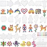 20 Pieces 5mm Fuse Beads Pegboards Clear Animal Shape Plastic Pegboards Craft Tray with 20 Pieces Colorful Cards for Kids DIY
