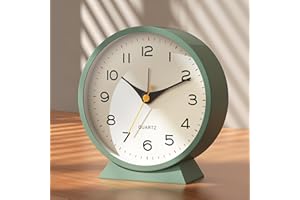 AYRELY® 11.5cm Analog Alarm Clock,Small Retro Desk Clock Battery Operated,Slient Metal Table Clock with Light for Living Room