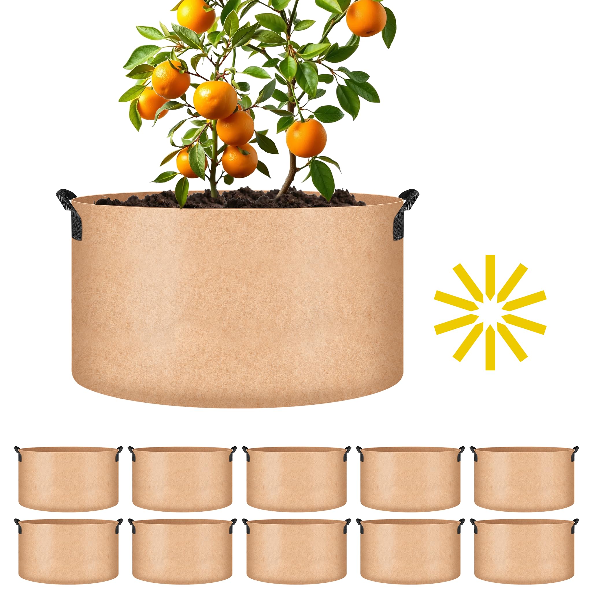 iPower for Fruits, Vegetables, and Flowers, 10-Pack Tan, 15 Gallon
