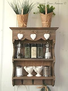 Hanging Entryway Shelf With 4 Hooks Simmer Stone Rustic Coat Rack Shelf Wood Wall Mount Shelf For Bedroom Bathroom Kitchen And Entryway Home Kitchen Furniture