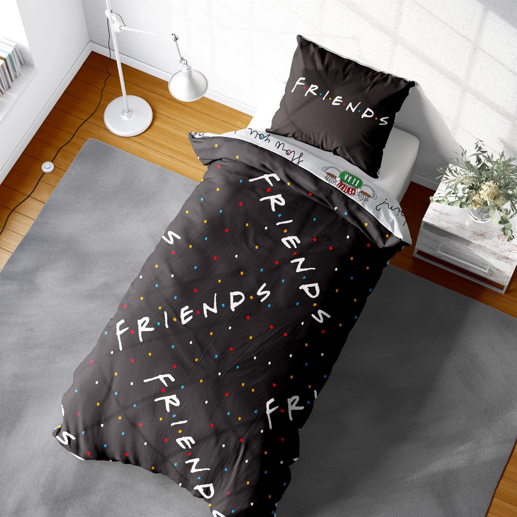 Friends TV Show Single Duvet Cover - Friends Logo Design - Officially Licensed Reversible Bedding set with matching Pillowcase