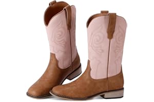 RLW Kids Cowboy Boots for Boys Girls Western Square Toe Youth Cowgirl Boots for Toddler Little & Big Kid