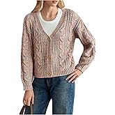BEAUDRM Women's Cable Knit Cardigan Sweaters Y2k Button Down Long Sleeve V Neck Fall Outerwear