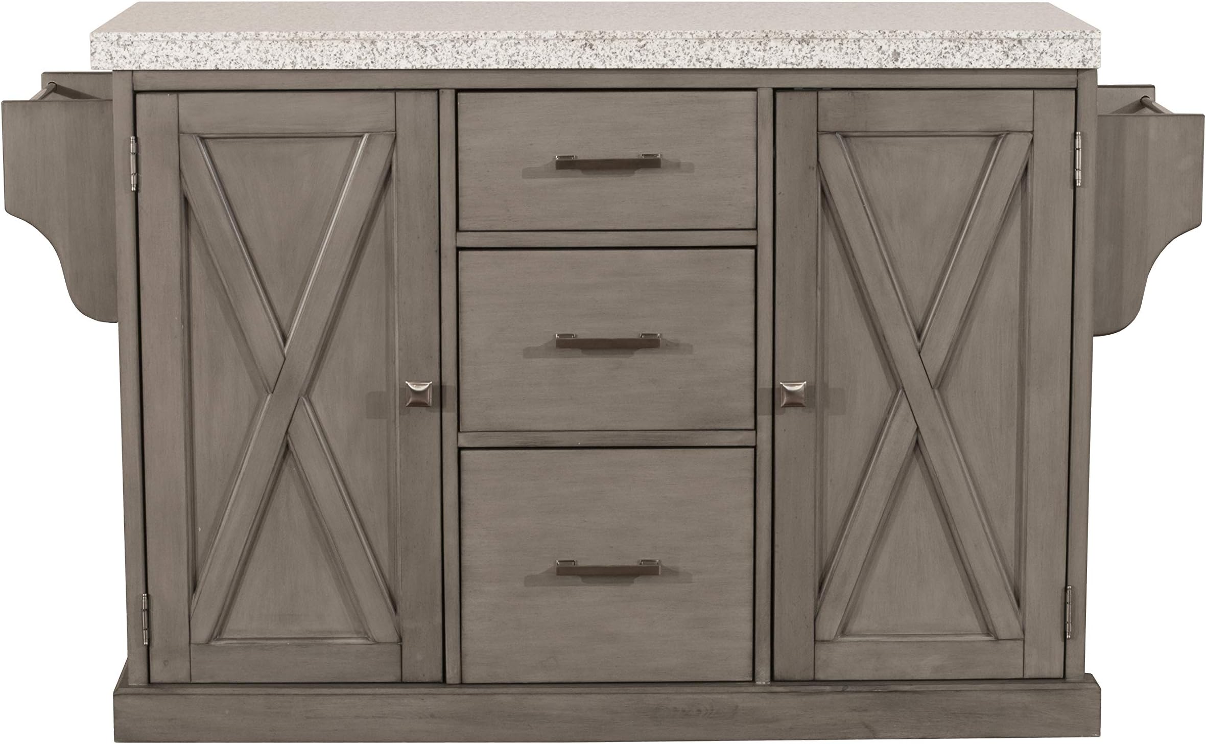 Hillsdale Furniture Brigham Kitchen Island With Granite Top, Gray