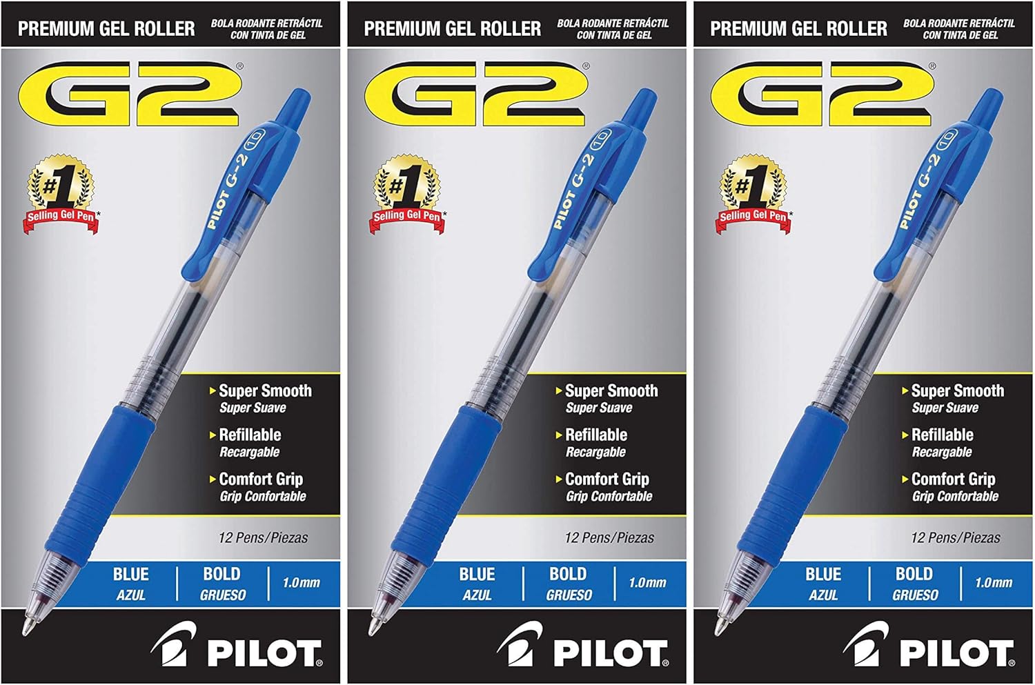 PILOT G2 Premium Refillable & Retractable Rolling Ball Gel Pens, Bold Point, Blue Ink, 12 Count (31257): Office Products