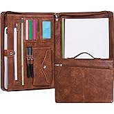 AZXCG Portfolio Binder, Portfolio with Handle and Zipper,Leather Podfolio for Men,Business Padfolio Organizer for Women, A4 Notepad Holder,Gift for Valentine's Day,Men and Women