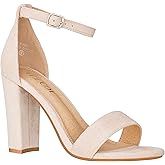 ILLUDE Women’s Open Toe Ankle Strap Chunky Block High Heel - Formal, Wedding, Party Classic Heeled Sandals - Ruby