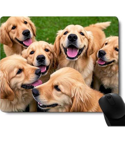VODRM Golden Retriever Large Gaming Desk Mat,Rubber Non-Slip Cute Dog Retro Mouse Pad,31.5x11.8x0.12in Extended Flower And Butterfly Mousepad,Game Lover Mice Pads Gifts,Office Home Deskmat Decor